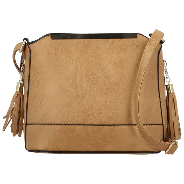 Módní dámská koženková crossbody kabelka Vaios, camel