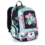 Studentský batoh Topgal SURI s květinovým potiskem, růžovo-modrá