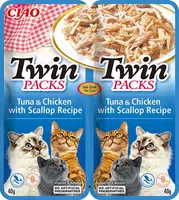 Inaba Cat Ciao Twin Packs želé krmivo pre mačky - tuniak, kura, hrebenatky 2 x 40 g