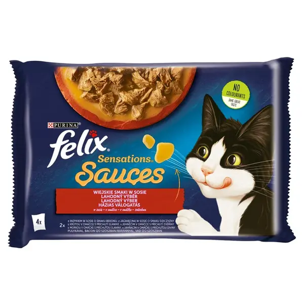 Felix Sensations Sauces výber v omáčke - s morkou a jahňacím 4 x 85 g