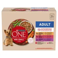Purina ONE Mini Adult vlhké krmivo pro psy - kuřecí, hovězí, jehněčí maso v omáčce 10 x 85 g