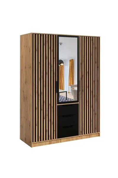 Šatní skříň Bali Lux D3 Barva korpusu: Dub wotan / černá
