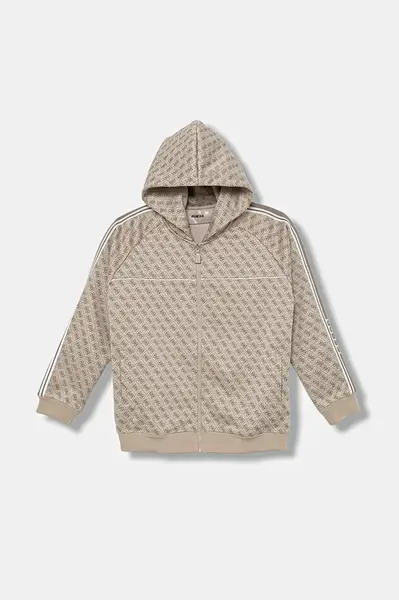 Dětská mikina Guess béžová barva, s kapucí, vzorovaná, L5BQ26 K2042