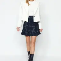 Trendyol námornícka modrá sukňa z tkaniny s volánmi a mini dĺžkou