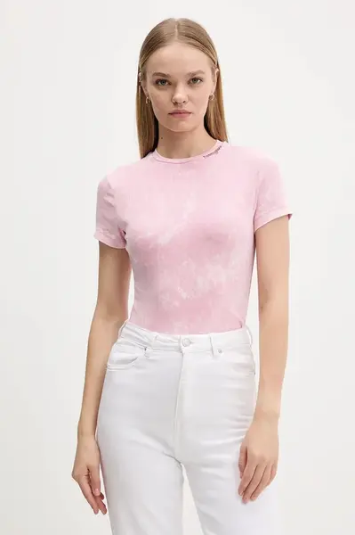 Tričko Tommy Jeans dámské, růžová barva, DW0DW21531