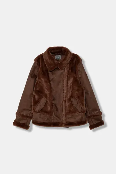 Dětská bunda Guess hnědá barva, J5BL07 WCFX0