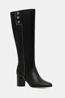 Kožené kozačky Lauren Ralph Lauren Kenndi Tl Hl dámské, černá barva, na podpatku, 802980067001