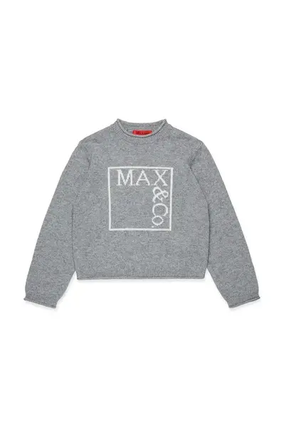 Dětský svetr s příměsí vlny MAX&Co. MAXK21F KNITWEAR šedá barva, MX0233