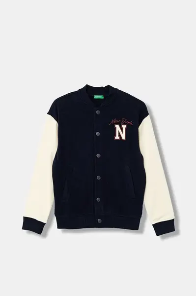 Dětská mikina United Colors of Benetton tmavomodrá barva, s aplikací, 32N4C505F