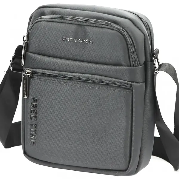Trendy pánská textilní crossbody taška Pierre Cardin Mariko, šedá