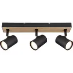 GLOBO 3bodové svietidlo ROBBY čierna/drevo GU10 35W 410 x 60 x 135 mm