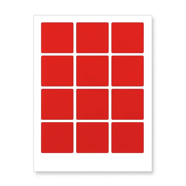 Samolepicí etikety 60 x 60 mm, 12 etiket, A4, 20 listů, červené