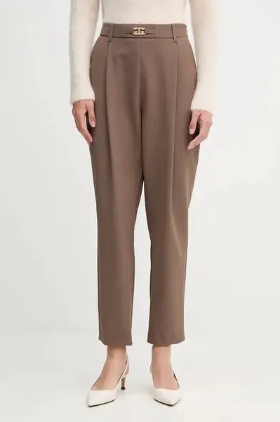 Kalhoty Gaudi dámské, hnědá barva, střih cigarette, high waist, 521FD25011