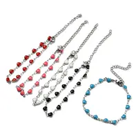 Stainless Steel Color 304 Stainless Steel Heart Link Chain Bracelet with Enamel