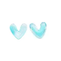 3D Heart with Glitter Powder Resin Cabochons