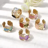 304 Stainless Steel Enamel Open Cuff Rings