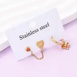 304 Stainless Steel Heart Stud Earring & Hoop Earring Sets