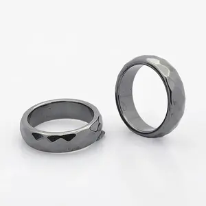 Faceted Magnetic Synthetic Hematite Finger Rings