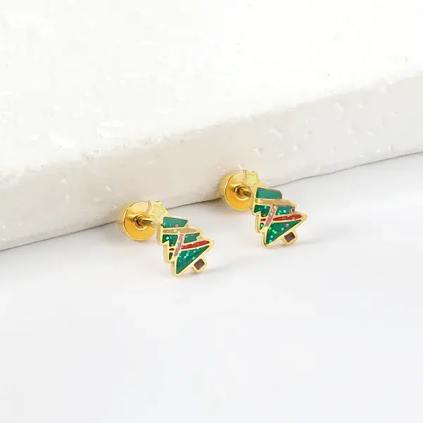 Christmas 304 Stainless Steel Stud Earrings