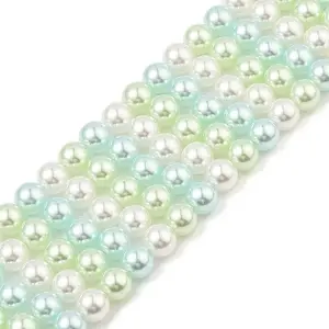 Baking Paint Pearlized Glass Pearl Round Bead Strands
