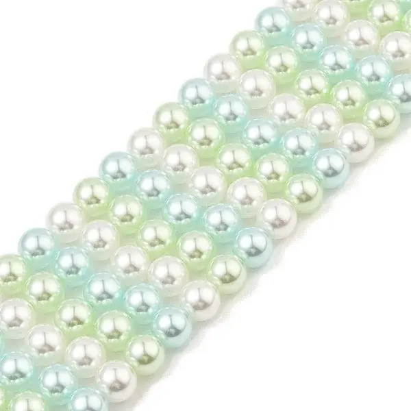 Baking Paint Pearlized Glass Pearl Round Bead Strands