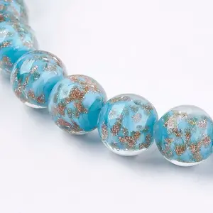 Handmade Gold Sand Lampwork Beads