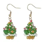 Christmas Tree Glass Seed Beads Beaded Dangle Earrings