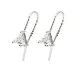 Brass Micro Pave Clear Cubic Zirconia Triangle Earring Hooks