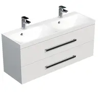 Kúpeľňová skrinka s dvojumývadlom SAT Cube Way 120x40 cm biela lesk CUBE2120ZBL