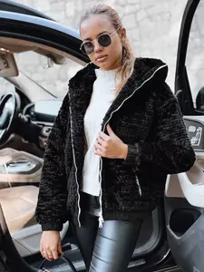 Dámská černá futrovaná bunda s kapucí