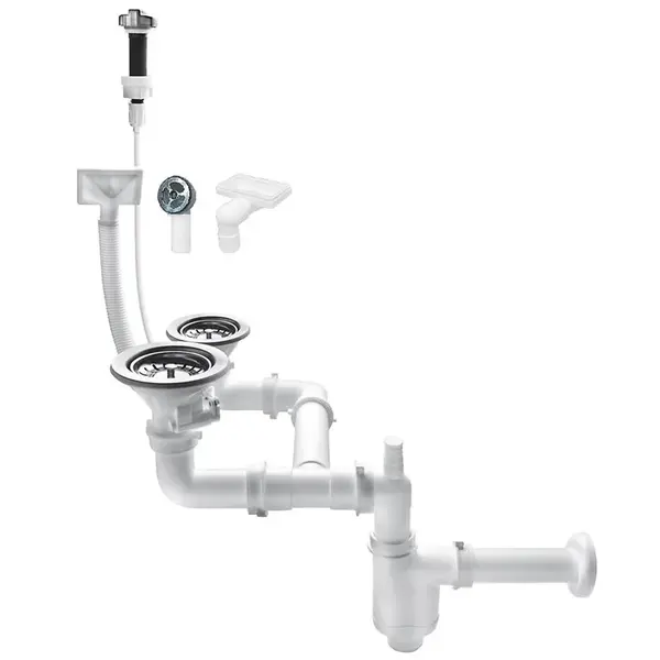 Sifón do drezu dvojkomorový práčka, umývačka riadu 19041