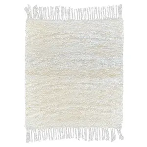 Ručne tkaný bavlnený koberec Milan B 0,4/0,4 biela