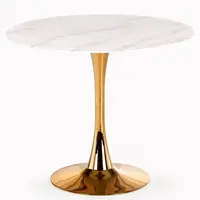 Stôl Casemiro 90 Sklo/Oceľ – Biely Marmur/Zlatá