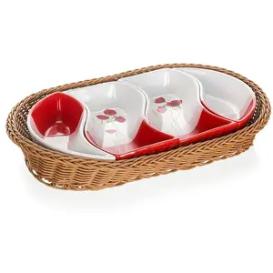 Misky v košíku 30,5 cm 4 dielna súprava   Redpoppy  601559rp