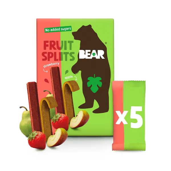 BEAR Fruit Splits jahoda a jablko ovocné tyčinky 5x20 g