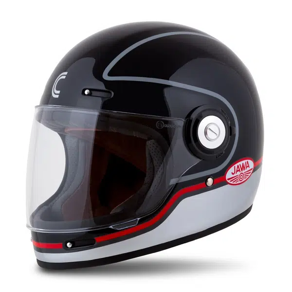 Moto přilba Cassida Fibre Jawa Sport černá/stříbrná/červená L (59-60)