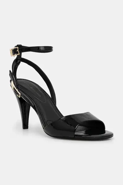 Kožené lodičky Tommy Hilfiger TH ELEGANT PATENT SANDAL černá barva, FW0FW08961