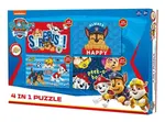 Detské puzzle 4v1 LABKOVÁ PATROLA šťastné šteňatá, 19x29 cm