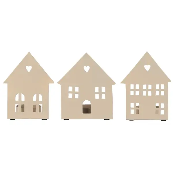 IB Laursen Svícen na čajové svíčky TEALIGHT HOUSE FACADE, krémový
