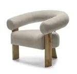 Béžové dizajnové kreslo KOKEI, dub