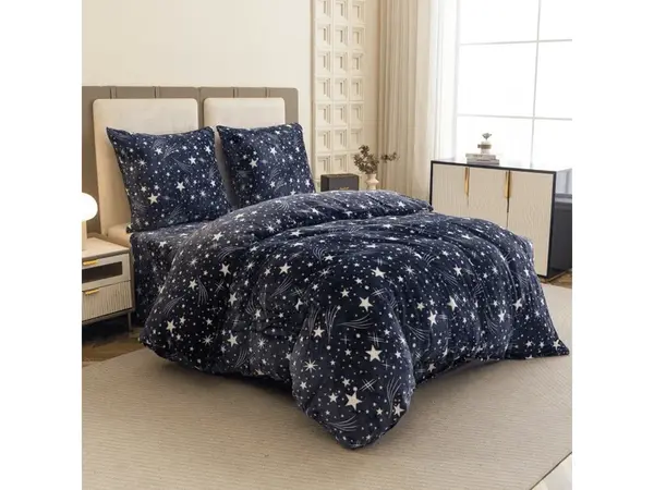 Obliečky mikroplyš STARLIGHT tmavomodré Rozmer obliečky: 2 ks 70 x 90 cm | 200 x 220 cm