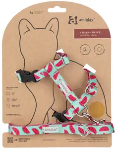 Amiplay Kšíry pro kočku s vodítkem BeHappyCat Watermelon