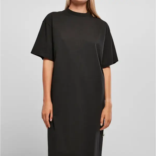 Dámské organické dlouhé oversized triko šaty černé