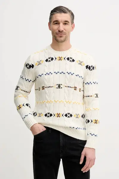 Svetr s příměsí vlny United Colors of Benetton béžová barva, 13N7K10AW