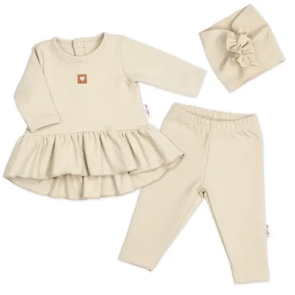 Baby Nellys Luxusní bavlněná sada, 3D, NATURE - béžová, vel. 80