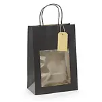Kraftová taška s okénkem a štítkem 220 x 320 x 120 mm, černá