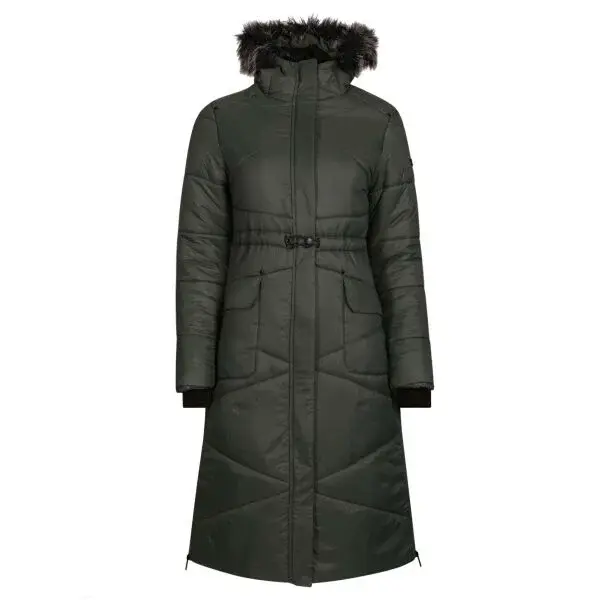 ALPINE PRO OMUNA Dámsky zateplený kabát, khaki, veľkosť