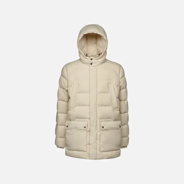 Beige Men's Quilted Jacket Geox Elver - Mens