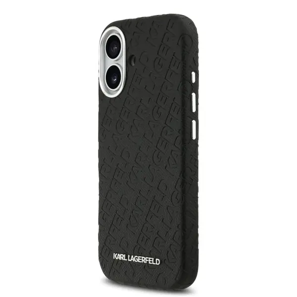 Zadní kryt Karl Lagerfeld Grained PU Repeated Logo MagSafe pro Apple iPhone 17, černá