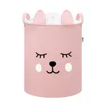 SIPO Koš na hračky se šňůrkou, skládací bavlněný / 43 l, Teddy Bear Pink